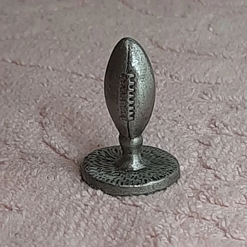 Vintage Pewter Mini Figurine - Football Ball Standing on Grass